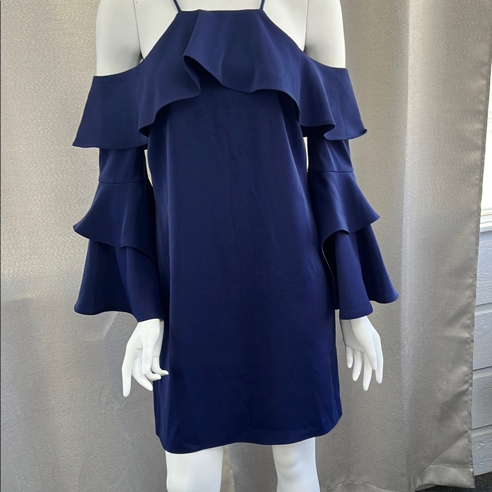 Laundry - by Shelli Segal Elegant Navy Blue Off-Shoulder Dress- NEW